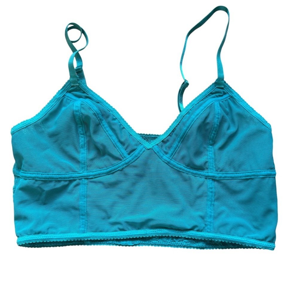 Free People Intimately Teal Lace Bralette Size M Wireless Longline - Picture 6 of 11